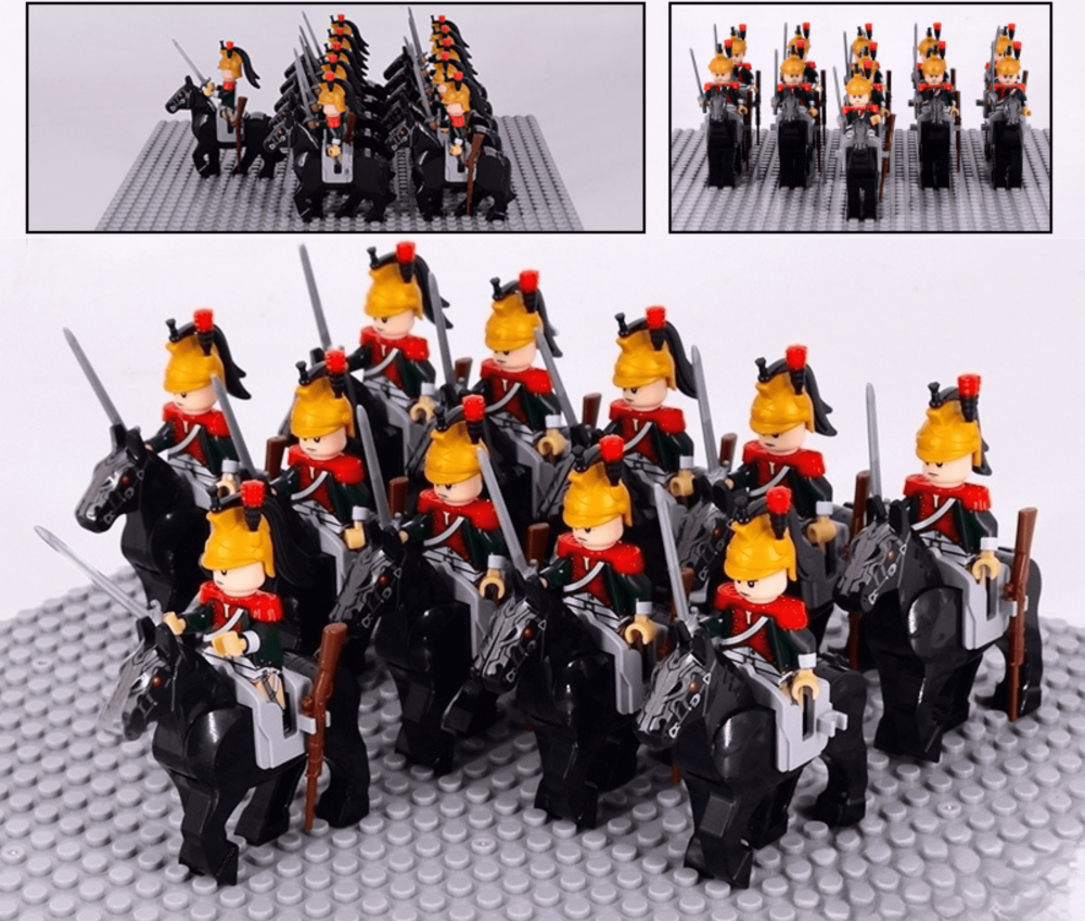 Napoleonic Wars French Dragoon Cavalry Block Figures Set