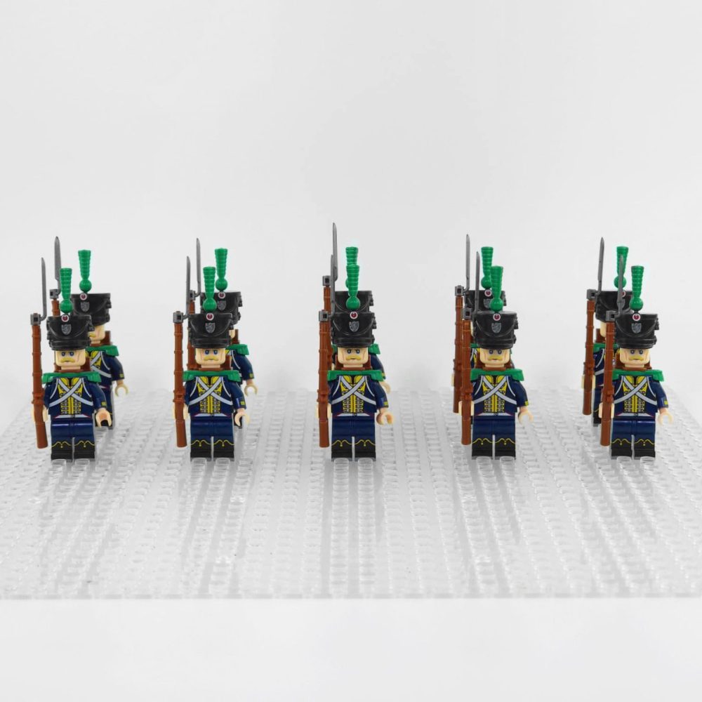 Napoleonic Wars Hessian Light Infantry Block Figures Set of 10pcs