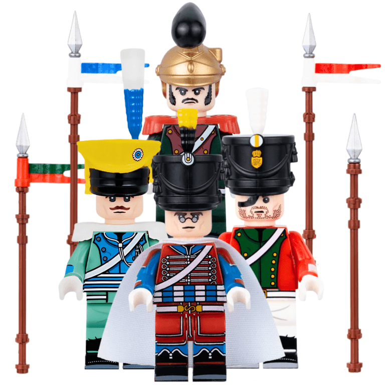 Napoleonic Wars Lancers and Cavalry Block Figures Set of 4pcs