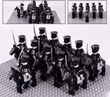 Napoleonic Wars Prussian Skeleton Hussars Cavalry Block Figures Set