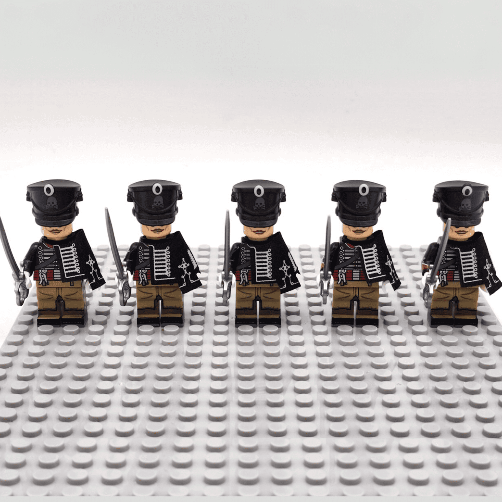 Napoleonic Wars Prussian Skeleton Hussars Block Figures Set of 5pcs