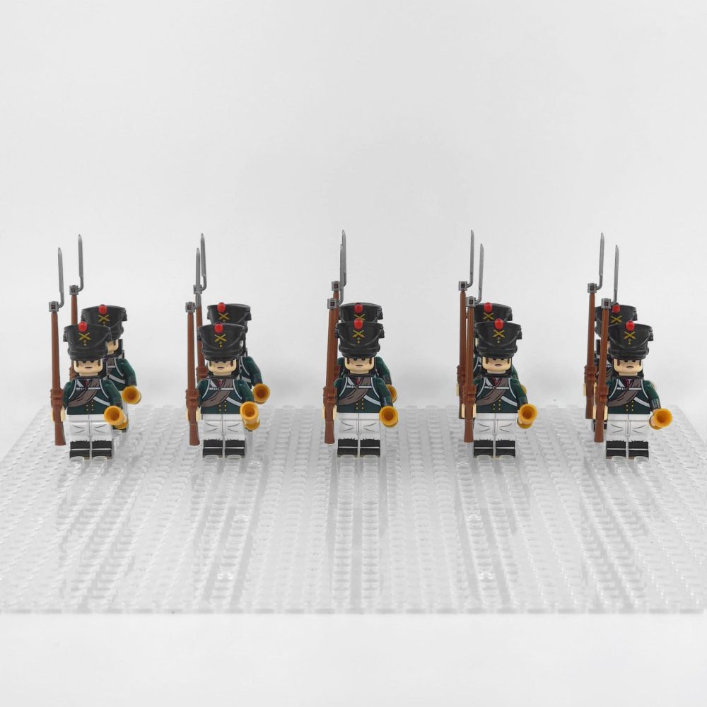 Napoleonic Wars Russian Artillery Infantry Block Figures Set of 10pcs