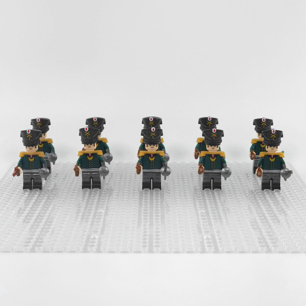 Napoleonic Wars Russian Artillery Officer Block Figures Set of 10pcs