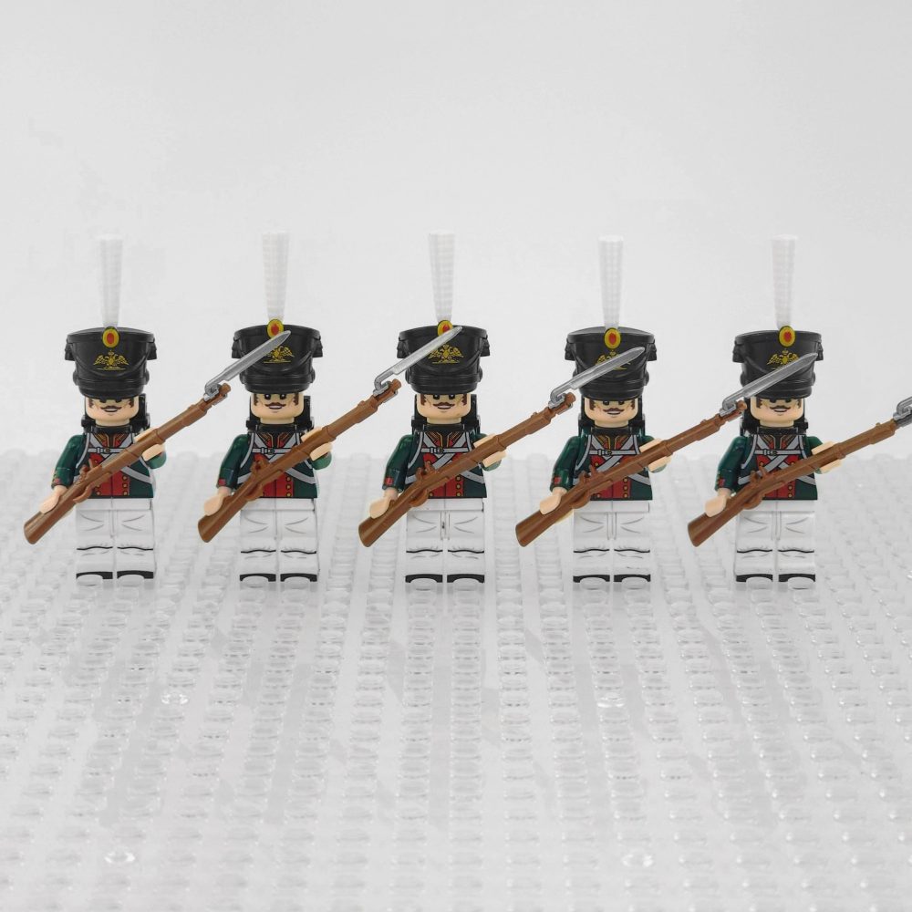 Napoleonic Wars Russian Foot Guard Bayonet Riflemen Block Figures Set of 5pcs