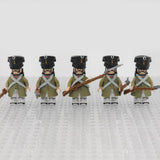 Napoleonic Wars Russian Line Infantry Bayonet Riflemen Block Figures Set of 5pcs