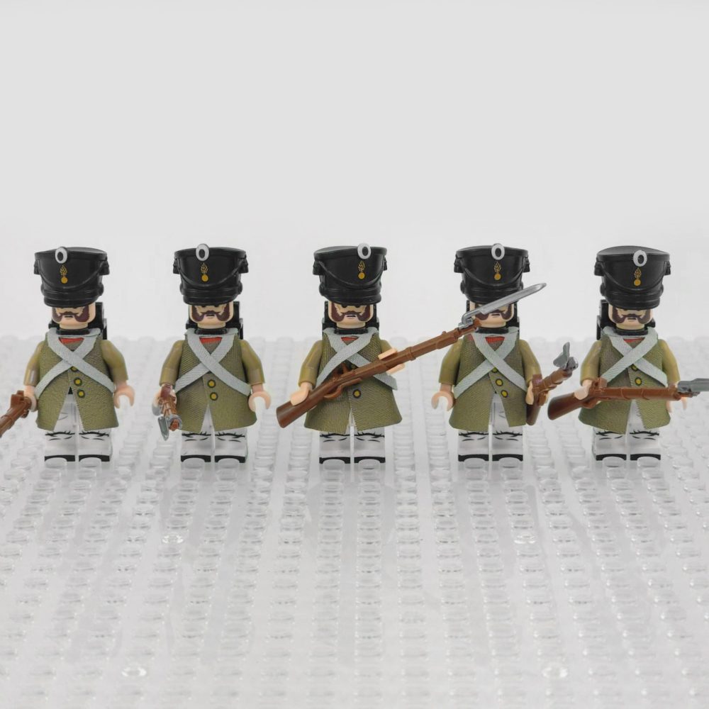 Napoleonic Wars Russian Line Infantry Bayonet Riflemen Block Figures Set of 5pcs