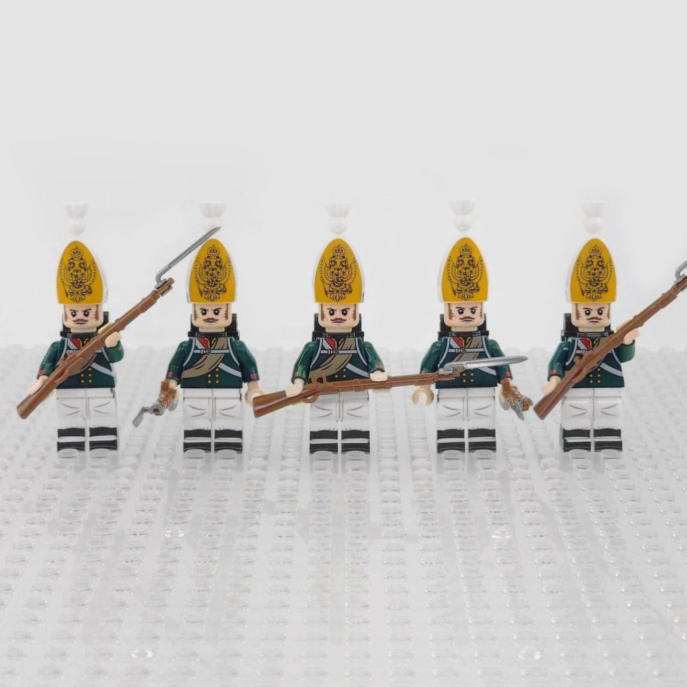 Napoleonic Wars Russian Pavlov Granadier Bayonet Riflemen Block Figures Set of 5pcs