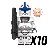 Space War Theme 501st Clone Trooper Block Figures Set – ARF, Heavy, Pilot, and Airborne