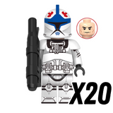 Space War Theme 501st Clone Trooper Block Figures Set – ARF, Heavy, Pilot, and Airborne