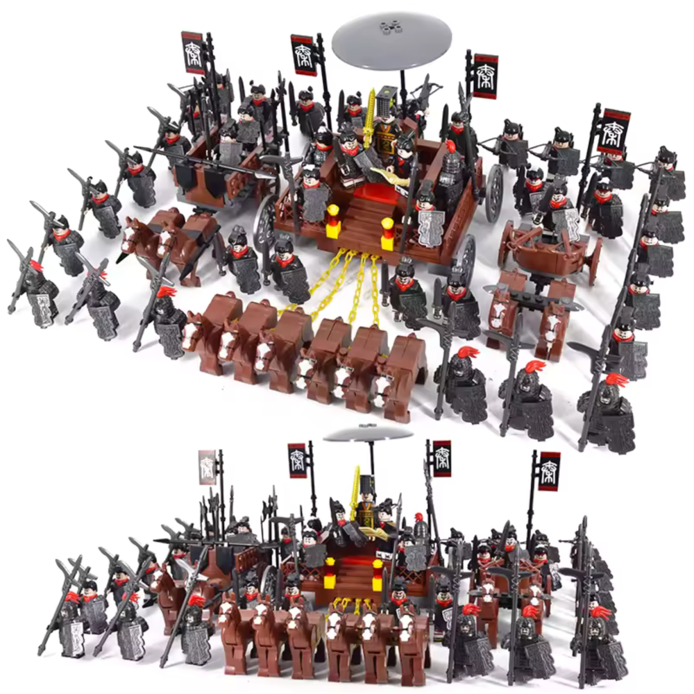 Medieval Qin Dynasty Chariots Block Figures Set