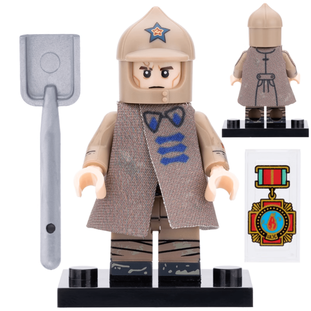 WWII Soviet Red Army Soldier Building Block Figures Set with Weapons & Accessories