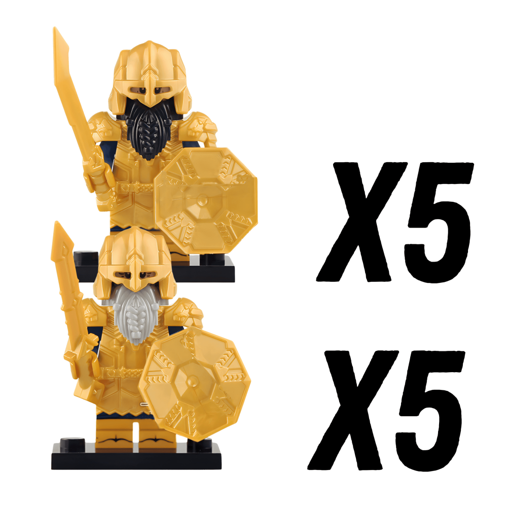 Lord the Rings Erebor Dwarves Gold Armour Block Figures Set 10pcs