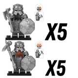 Lord the Rings Erebor Dwarves Silver Armour Block Figures Set 10pcs