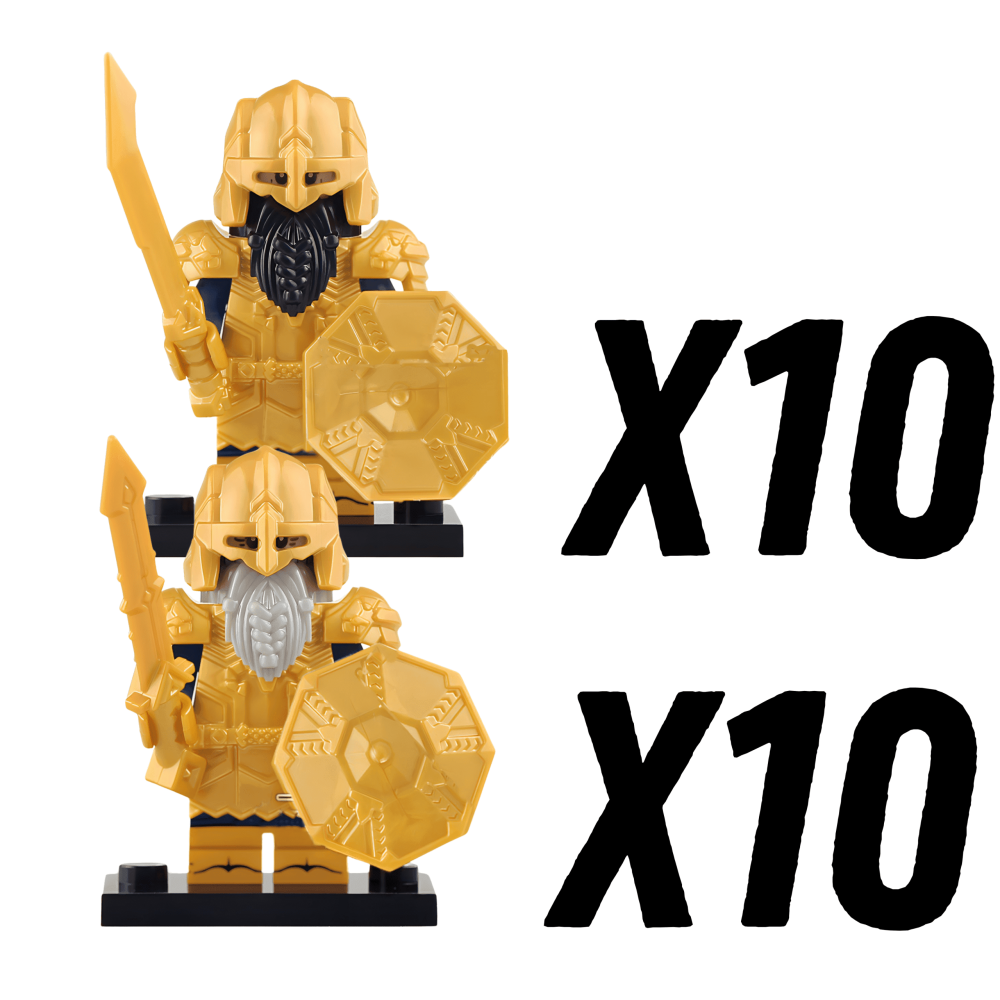 Lord the Rings Erebor Dwarves Gold Armour Block Figures Set 10pcs