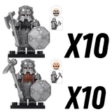 Lord the Rings Erebor Dwarves Silver Armour Block Figures Set 10pcs