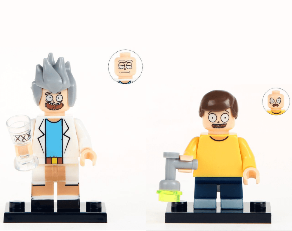 Custom Mad Scientist & Grandson Building Block Figures Set