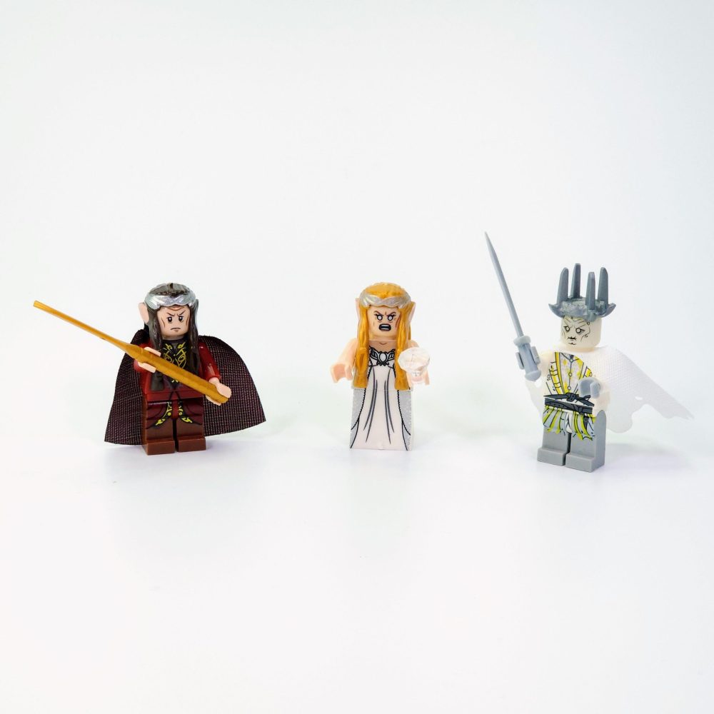Lord the Rings Witch King Battle Against Galadriel and Elrond Block Figures Set