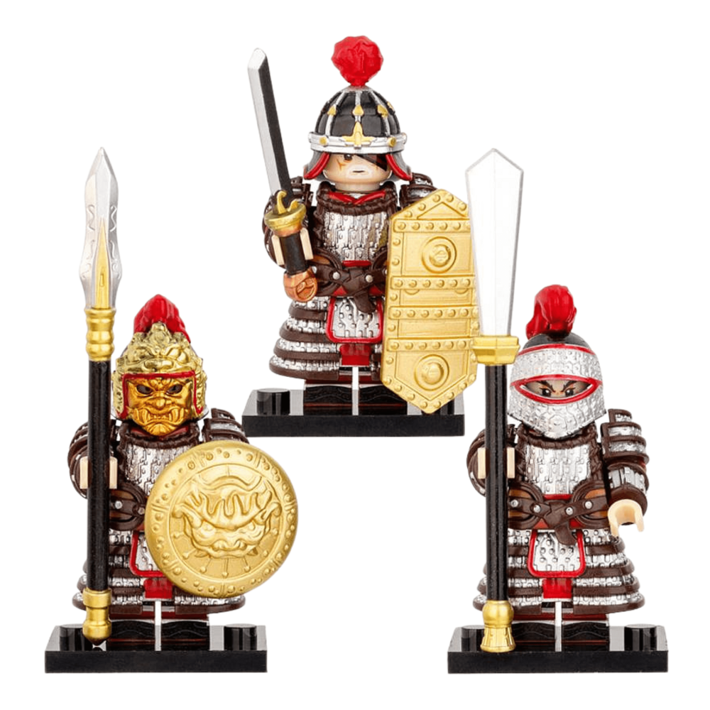 Chinese Medieval Heavy Armor Dynasty Soldiers Block Figures Set of 3pcs