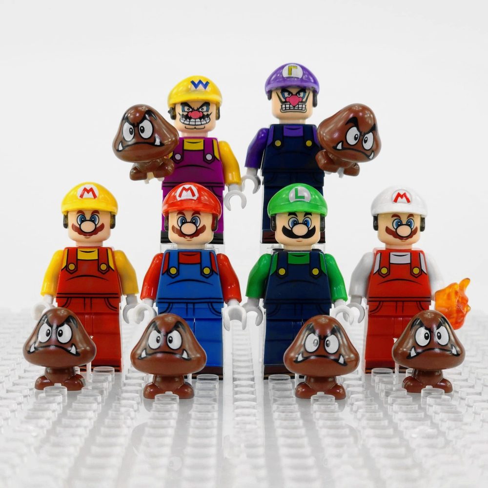 Super Mario Brothers Mario Luigi Wario Minifigure Set