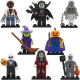 Happy Halloween Spooky Season Wacky Witch Zombie Werewolf Block Figures Set