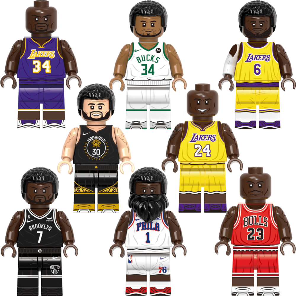 NBA Basketball Block Figures Set of 8pcs with Basketball Accessory