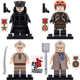 WWII Soviet Red Army Soldier Building Block Figures Set with Weapons & Accessories