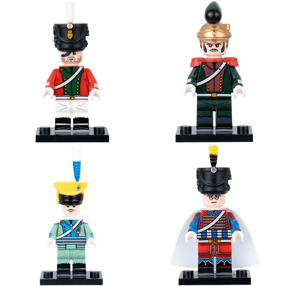 Napoleonic Wars Lancers and Cavalry Block Figures Set of 4pcs