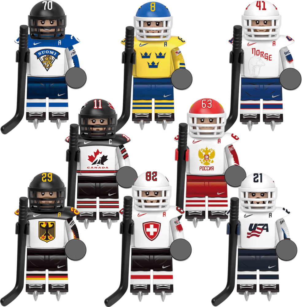 International Hockey All-Star Block Figures Set of 8pcs