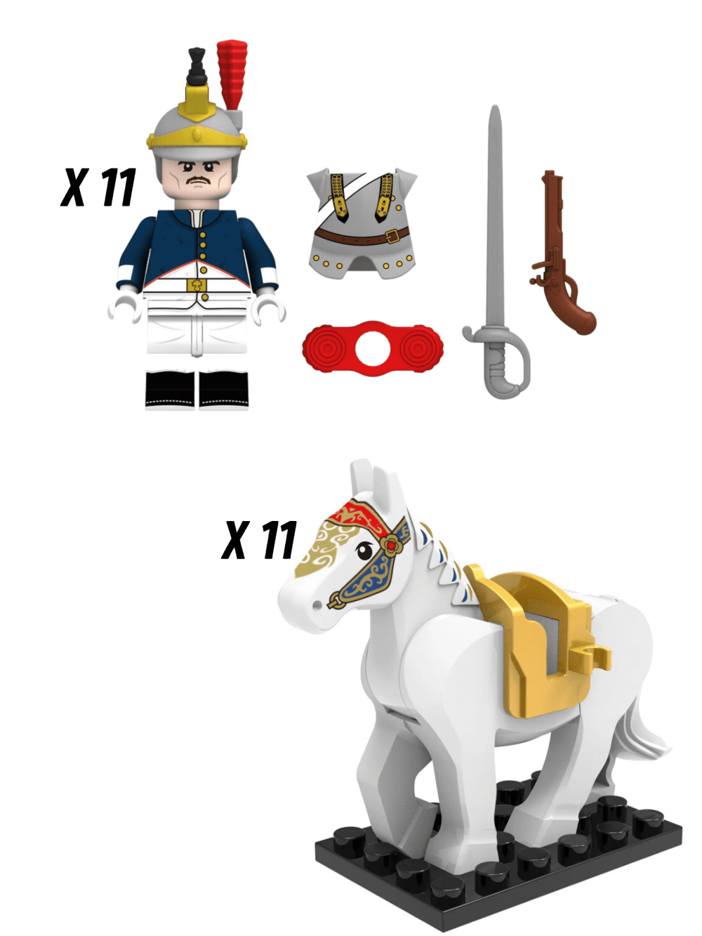 Napoleonic Wars French Cuirassier Cavalry Block Figures Set