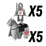 Crusades Mounted Holy Sepulchre Knights Armored Warhorse Block Figures  Set
