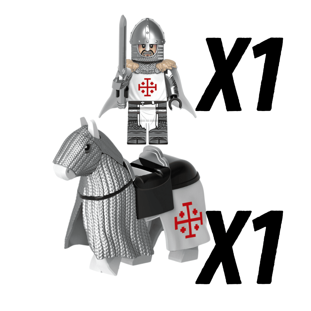 Crusades Mounted Holy Sepulchre Knights Armored Warhorse Block Figures  Set