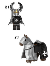 Crusades Mounted Knights Hospitallers Armored Warhorse Block Figures Set