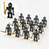 Skeleton Soldiers With Swords Block Figures Set Black 12pcs