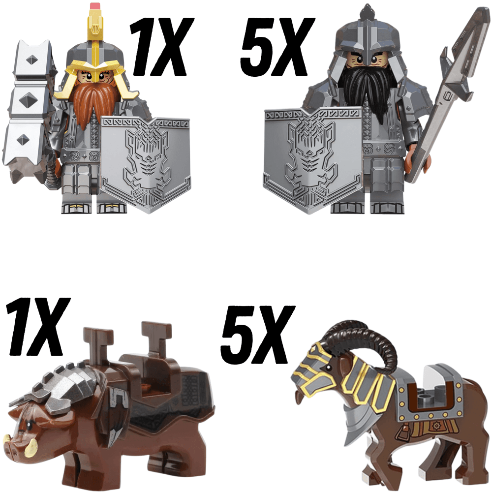 Lord the Rings Iron Hill Dwarves with Boars and Goat Mounts