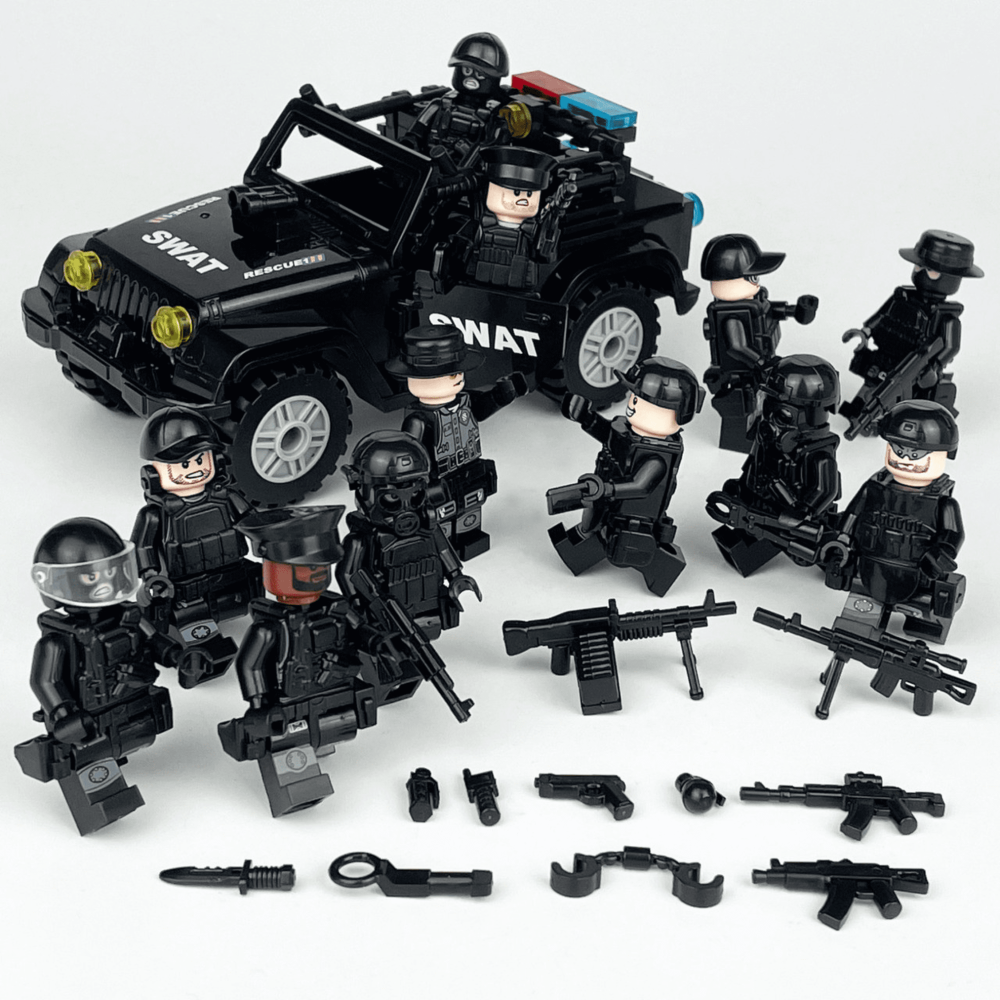 Special Operations SWAT Jeep Block Figures Set