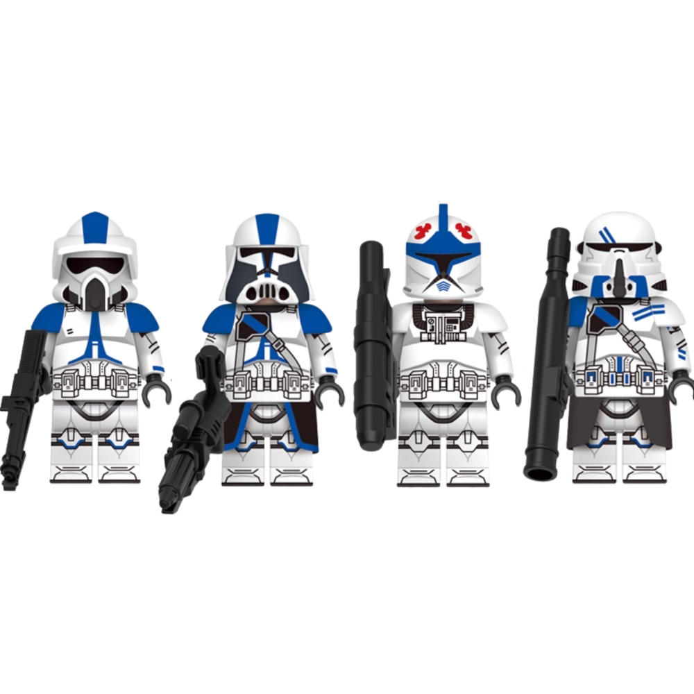 Space War Theme 501st Clone Trooper Block Figures Set – ARF, Heavy, Pilot, and Airborne