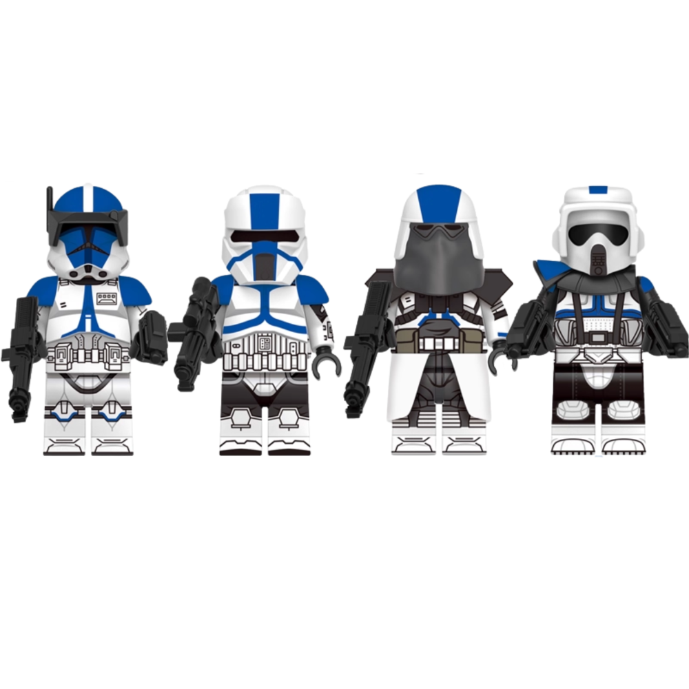 Space War Theme 501st Clone Trooper Block Figures Set – Clone, Stormtroopers, Marines, and Scout