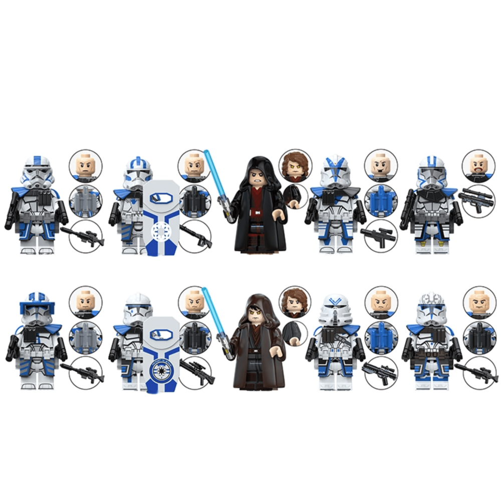 Space War Theme 501st Legion Clone Troopers & Anakin Block Figures Set 2