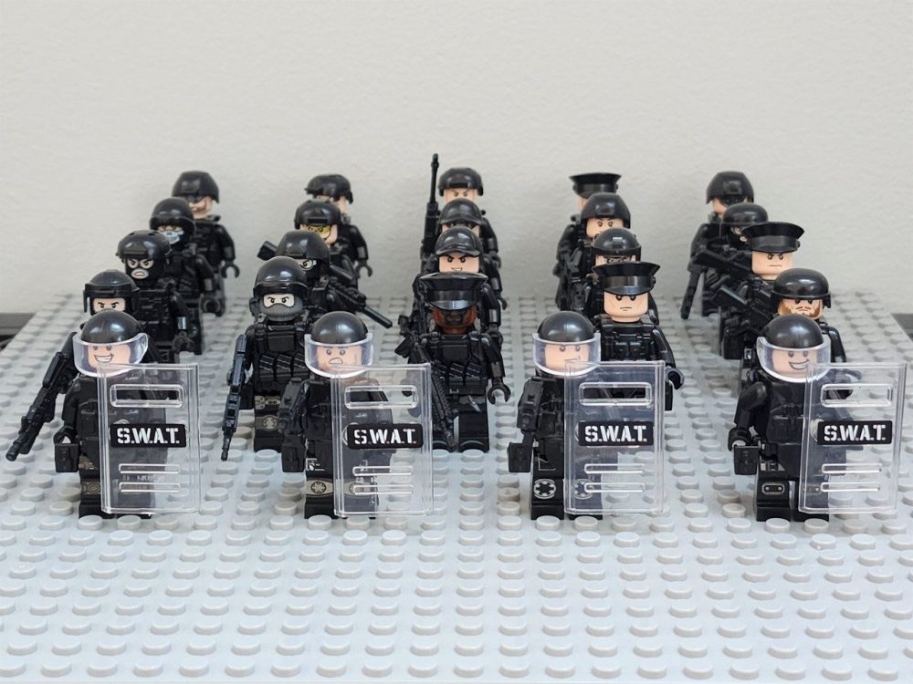 Swat Team Special Forces Riot Shields Block Figures Set of 24pcs With Assortment of