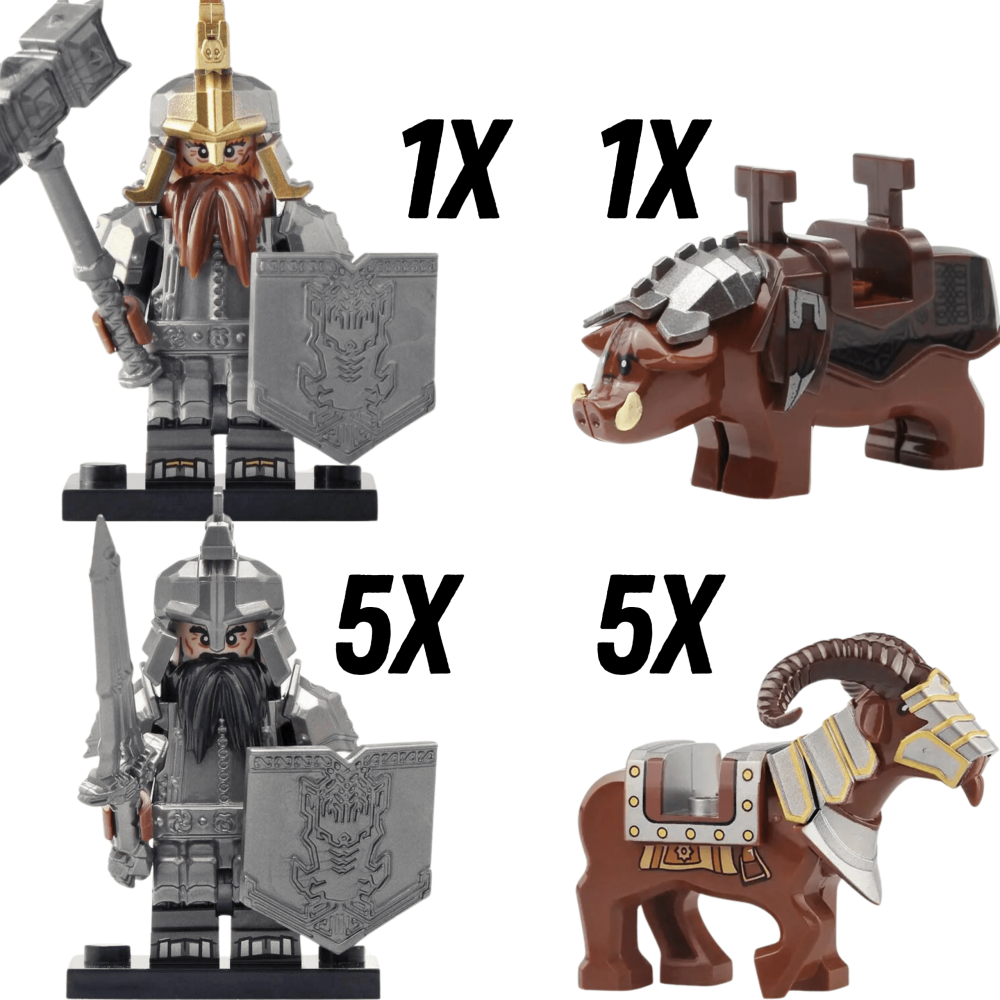 Lord the Rings Iron Hill Dwarves with Boars and Goat Mounts