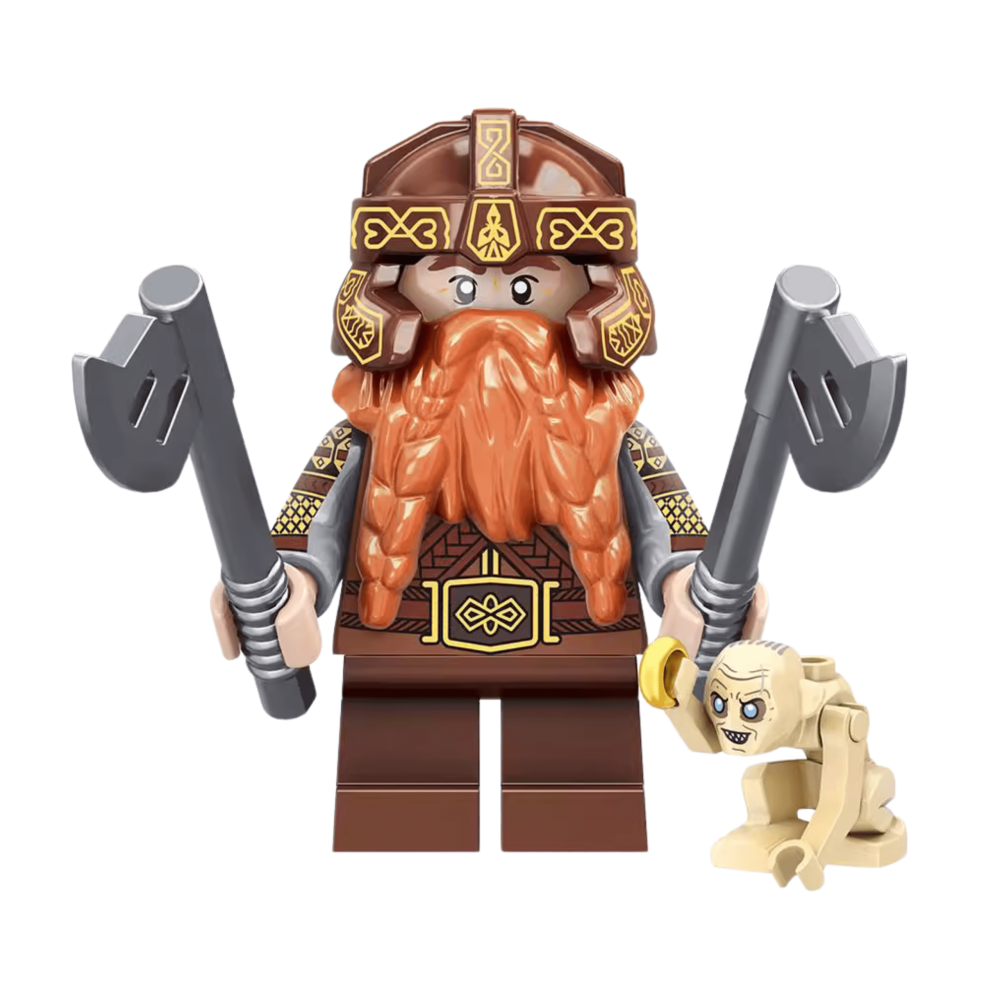Lord of the Rings Block Figures Set – Gimli Isildur Frodo & Sam Orc Armor