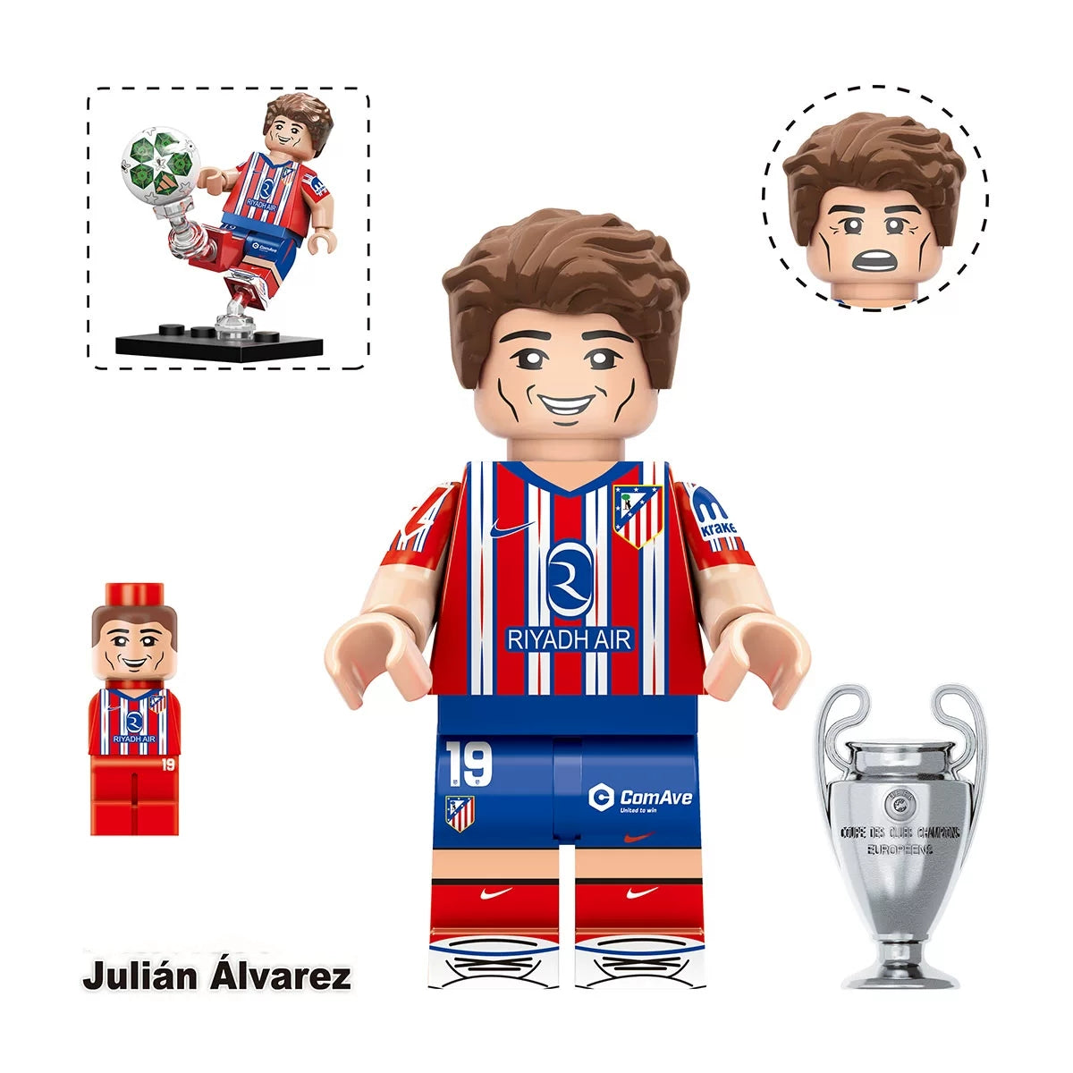 Soccer Star Building Block Figures with Trophies & Soccer Balls