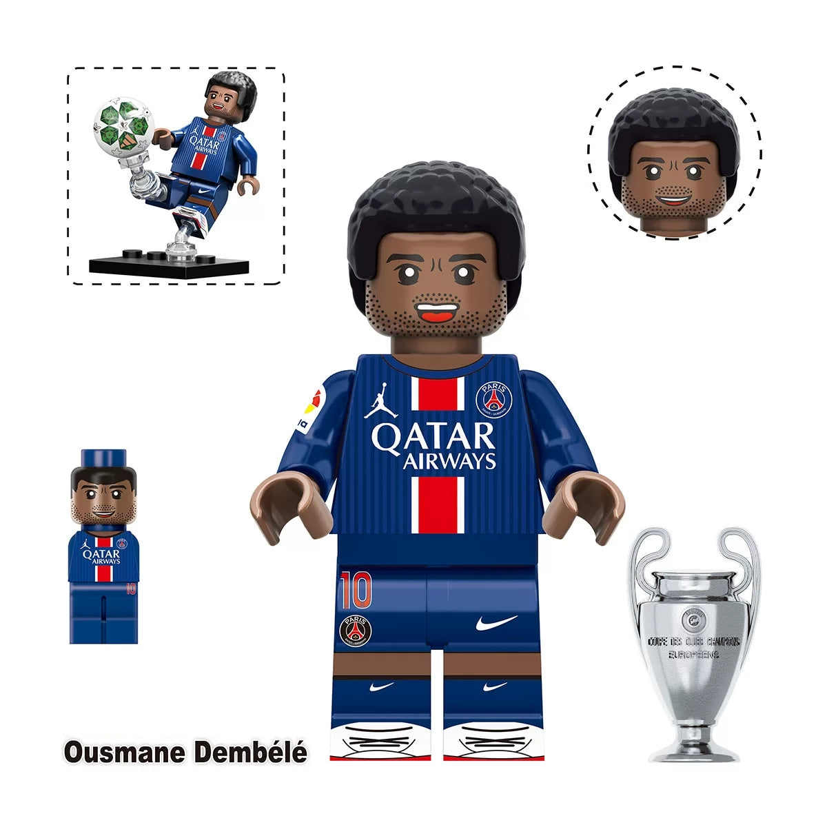 Soccer Star Building Block Figures with Trophies & Soccer Balls