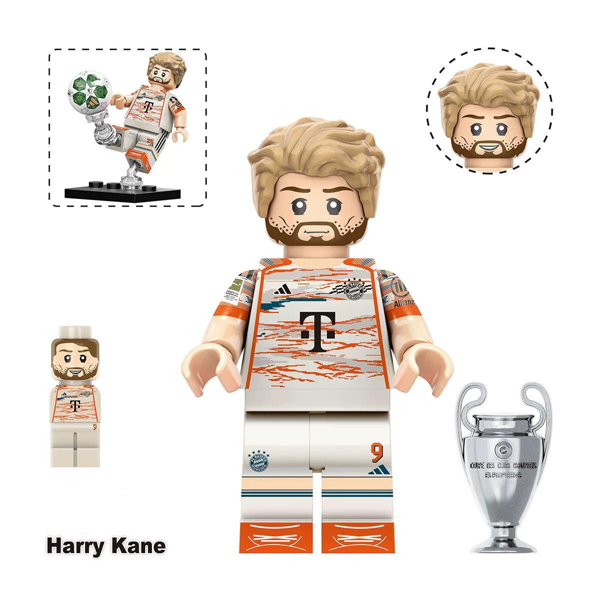 Soccer Star Building Block Figures with Trophies & Soccer Balls
