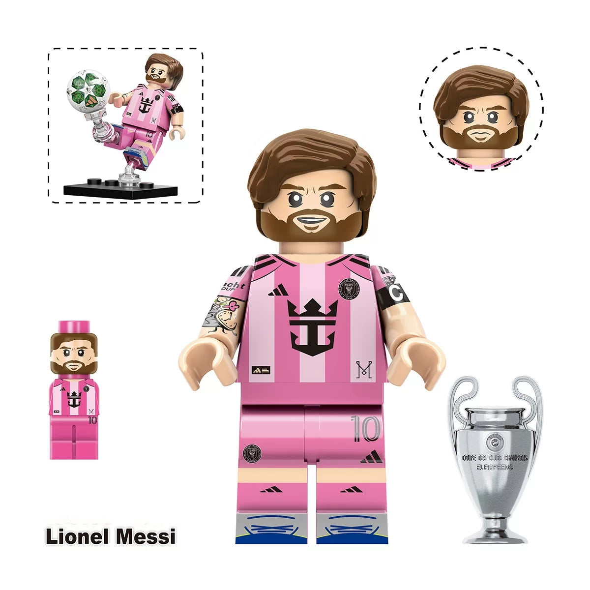 Soccer Star Building Block Figures with Trophies & Soccer Balls