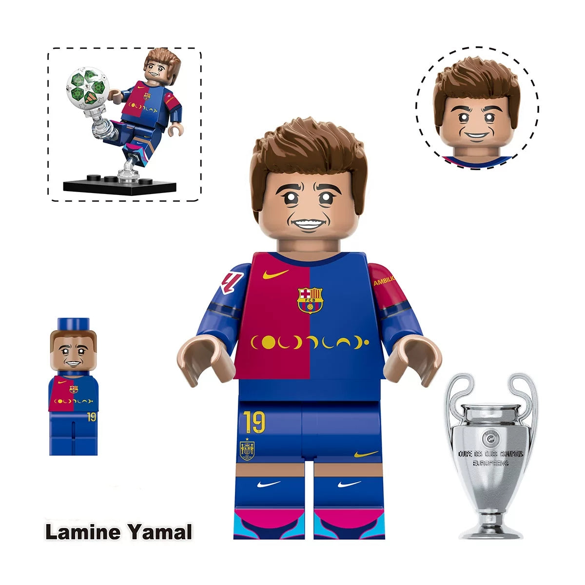 Soccer Star Building Block Figures with Trophies & Soccer Balls