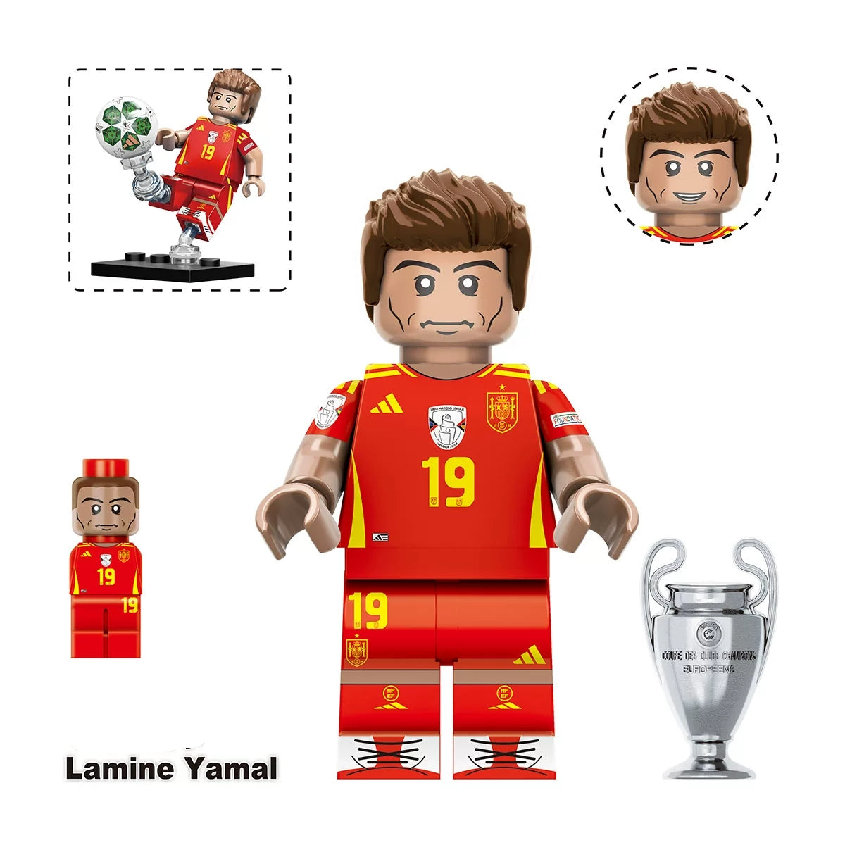 Soccer Star Building Block Figures with Trophies & Soccer Balls