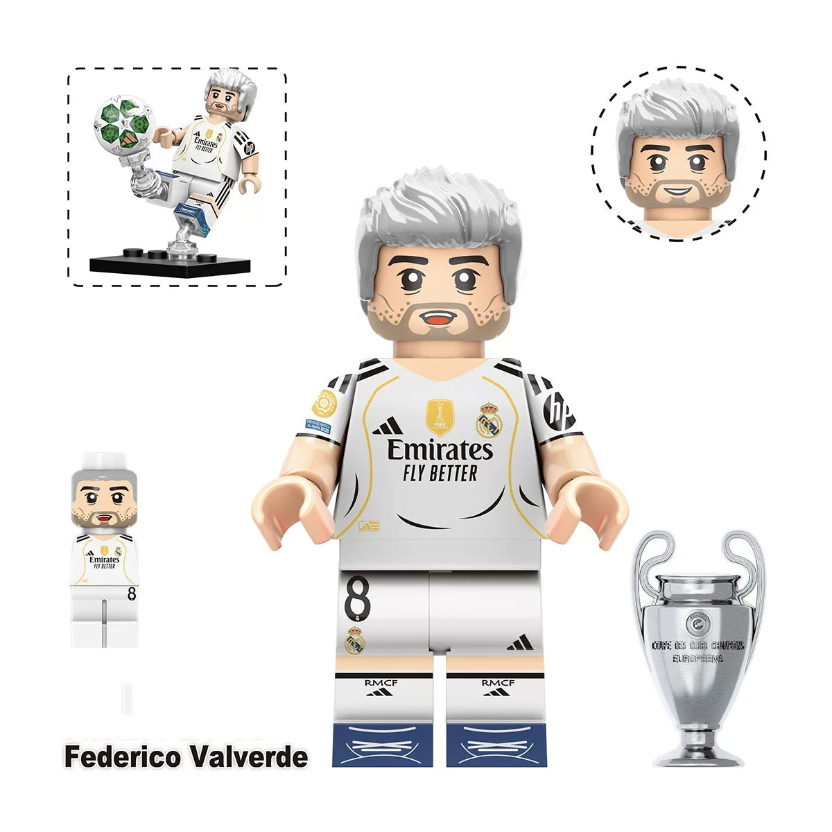 Soccer Star Building Block Figures with Trophies & Soccer Balls