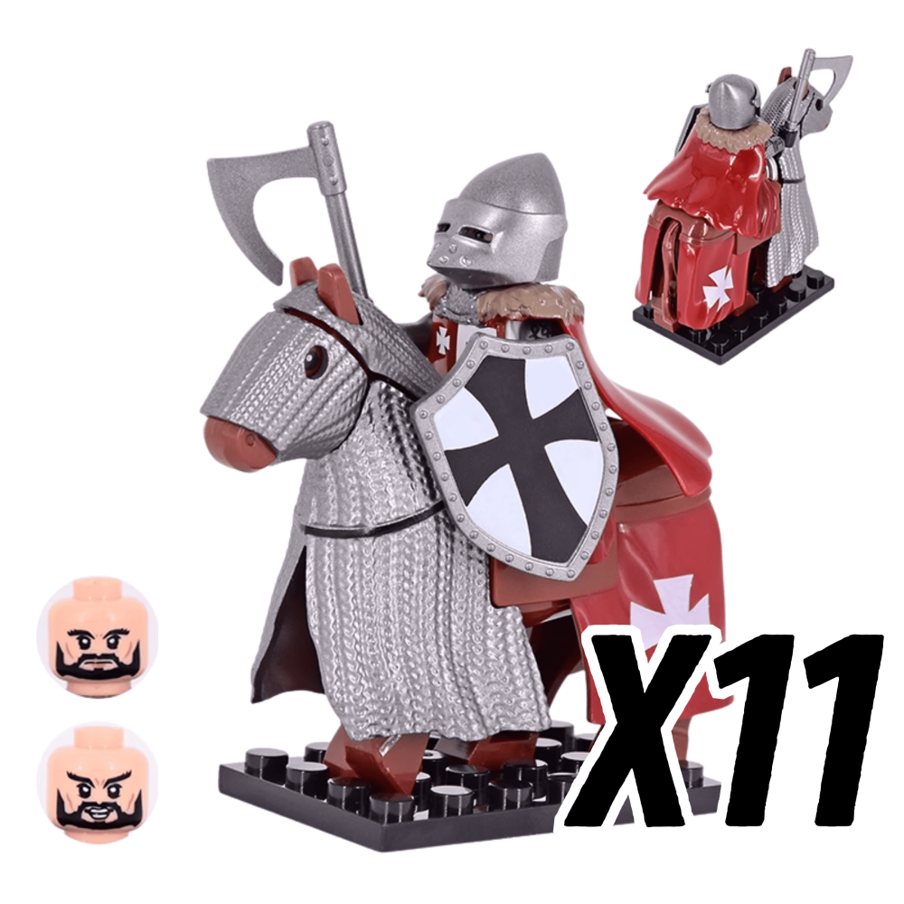 Tripoli Mounted Knights & Armored Warhorse Block Figures Set