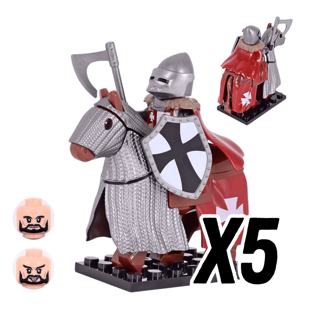 Tripoli Mounted Knights & Armored Warhorse Block Figures Set